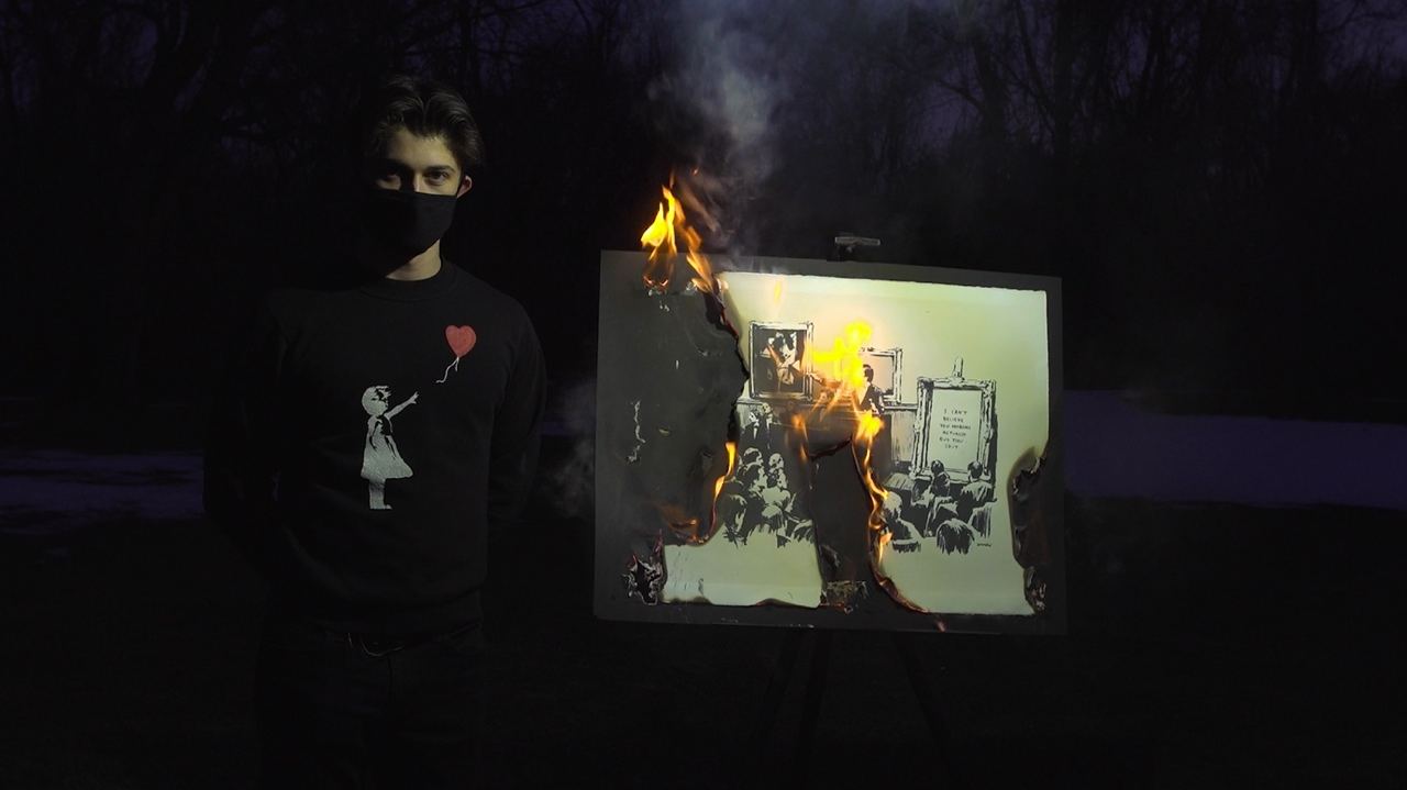 Burnt Banksy - Rarible Marketplace v2 - The Burn Video - NFT # 271868