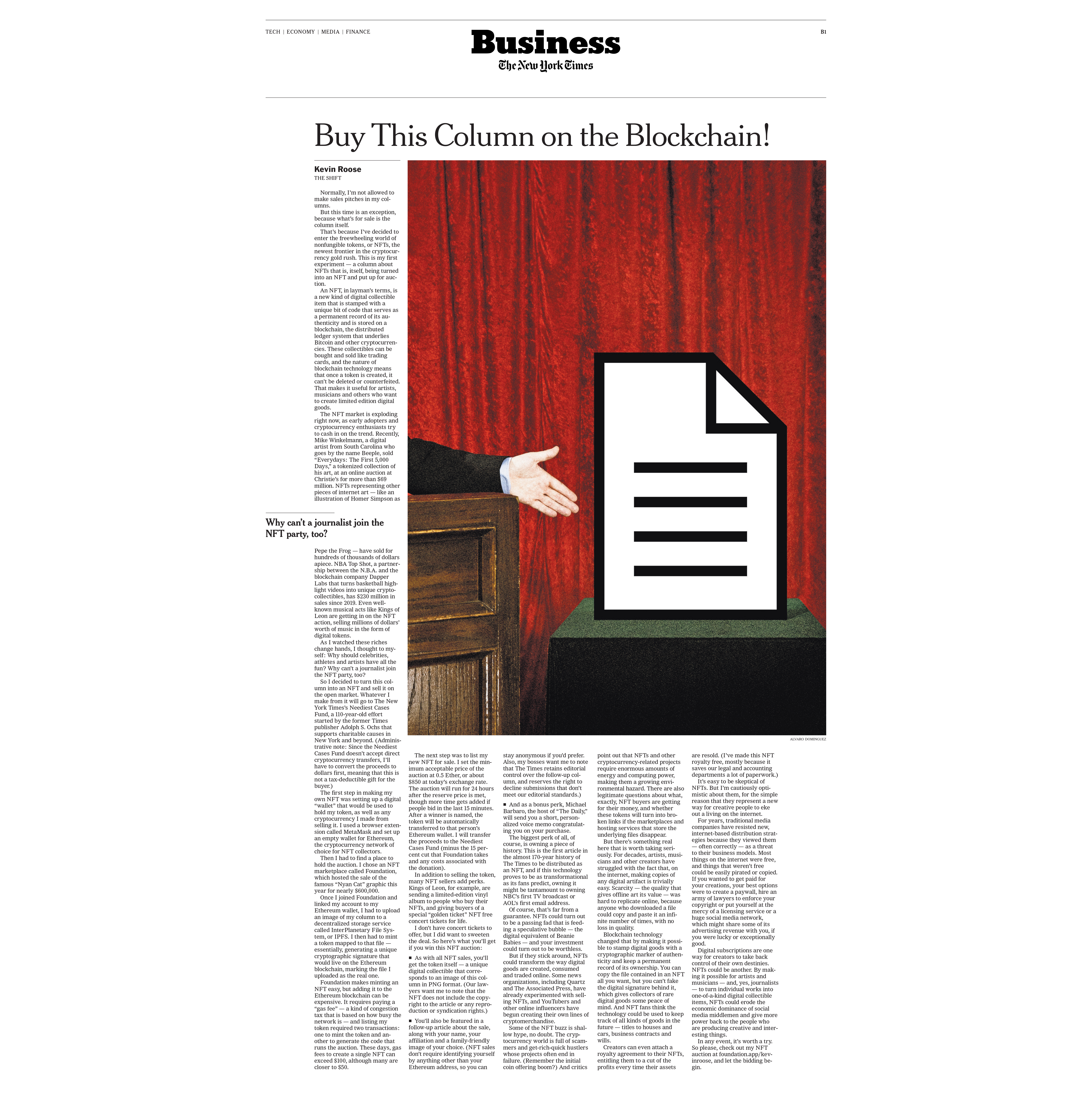 Kevin Roose - Foundation - The New York Times x NFT - NFT # 13129